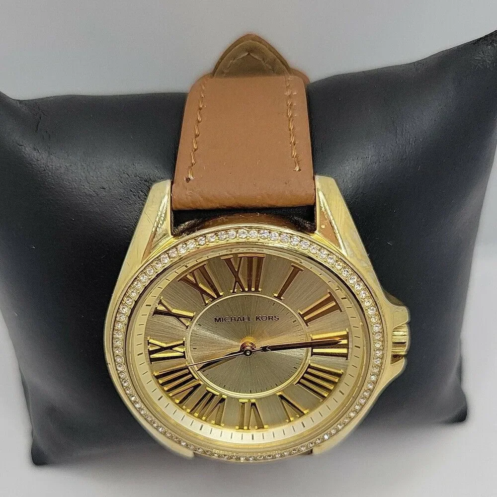 MICHAEL KORS MK2394 Women's Brown Leather Analog Dial Quartz Wrist Watch AM519